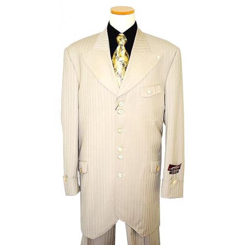 Ace By AC Green Collection Ivory Shadow Stripes Super 150's Merino Wool Suit